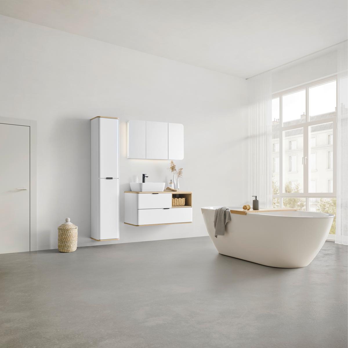 Vioski Element Elias -Exklusiv- - bijela/crna, Moderno, staklo/drvni materijal (35/180/35cm) - Mömax