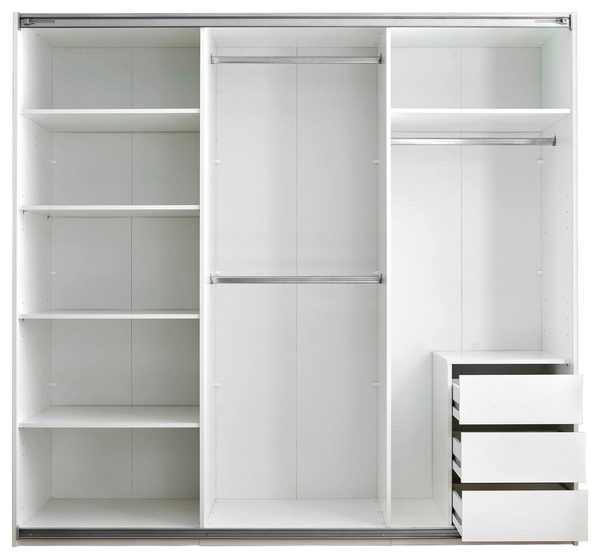 Ormar S Kliznim Vratima Carano - bijela/boje aluminija, Konvencionalno, staklo/drvni materijal (215/204/63cm) - Modern Living