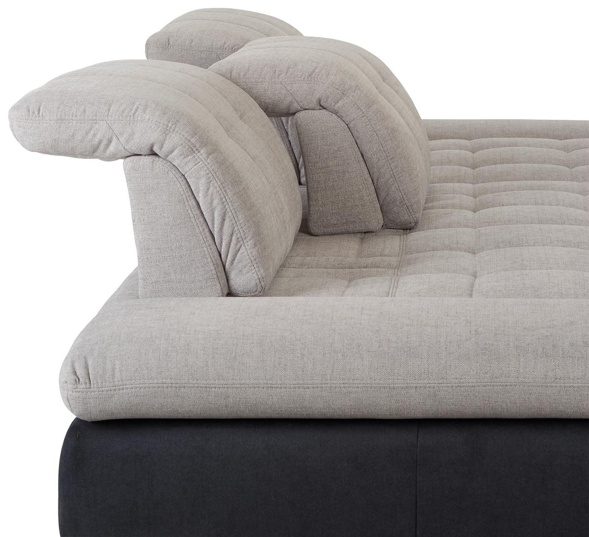 Ecksofa in Grau mit Bettfunktion - Chromfarben/Dunkelgrau, Konventionell, Holz/Textil (305/96/187cm) - Premium Living