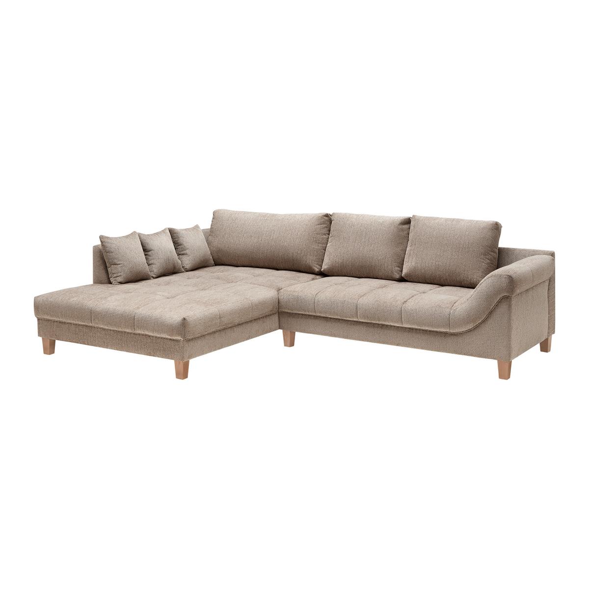 Wohnlandschaft Palermo Beige - Beige/Buchefarben, MODERN, Holz/Textil (203/69-94/306cm) - Mömax