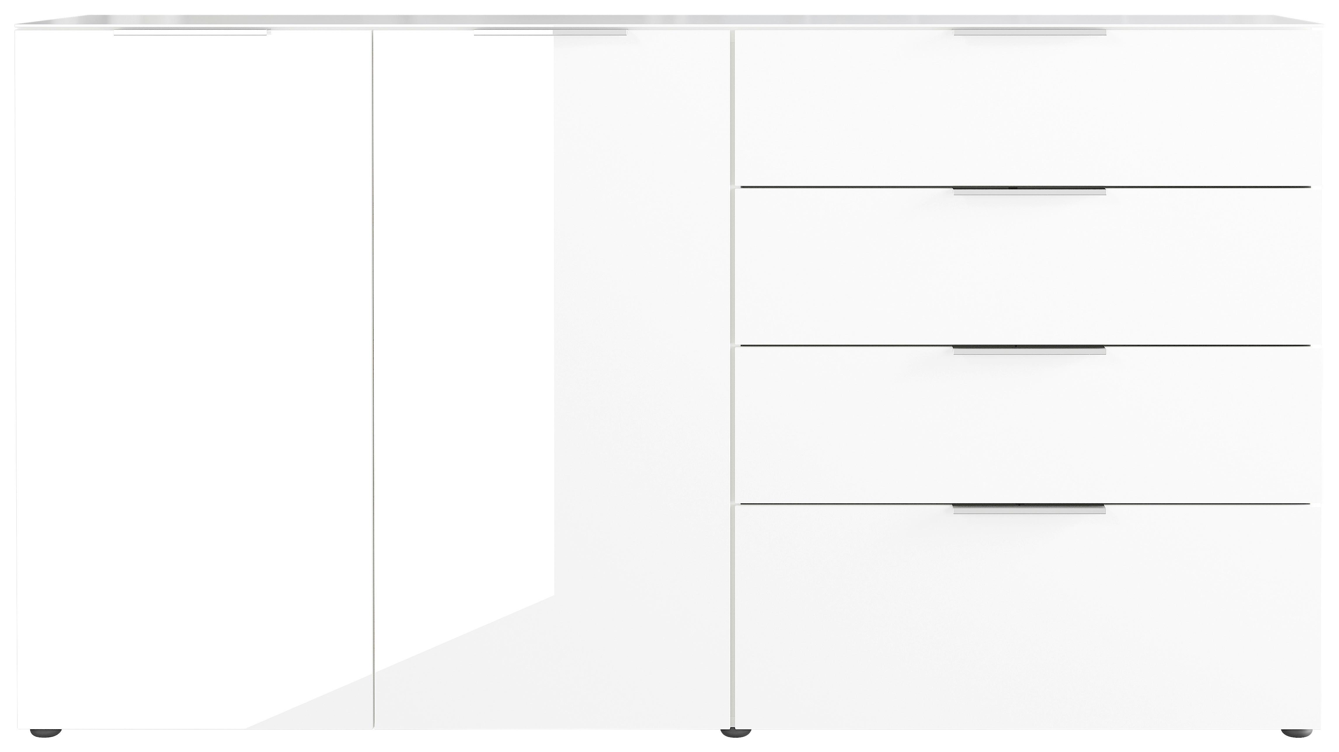 Sidebaord Oakland in Weiss - Chromfarben/Weiss, Modern, Glas/Holzwerkstoff (184/102/42cm) - Premium Living