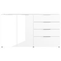 Sidebaord Oakland in Weiß - Chromfarben/Schwarz, MODERN, Glas/Holzwerkstoff (184/102/42cm) - Premium Living