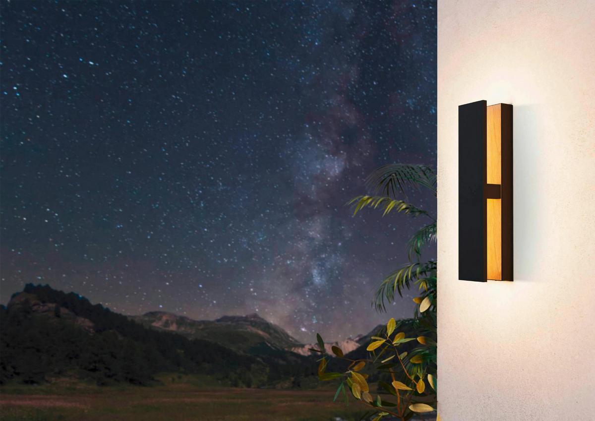 Außenwandleuchte Costorio Braun/Schwarz max. 11,7 Watt - Schwarz/Braun, Trend, Metall (37/8/11cm) - Eglo