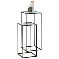 colonne de fleurs Arne in Schwarz, 2er Set - Klar/Schwarz, Modern, Glas/Metall (29/25/70/55/29/25cm) - Modern Living