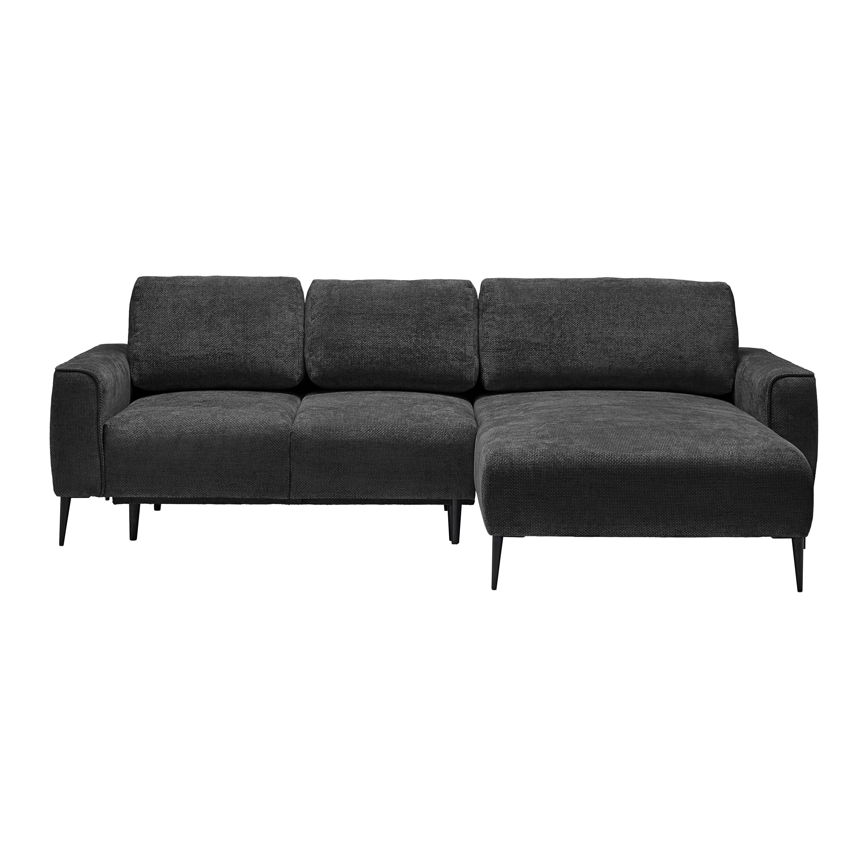 Ecksofa Custom Schwarz - Schwarz, MODERN, Textil/Metall (255/85/164cm) - Mömax