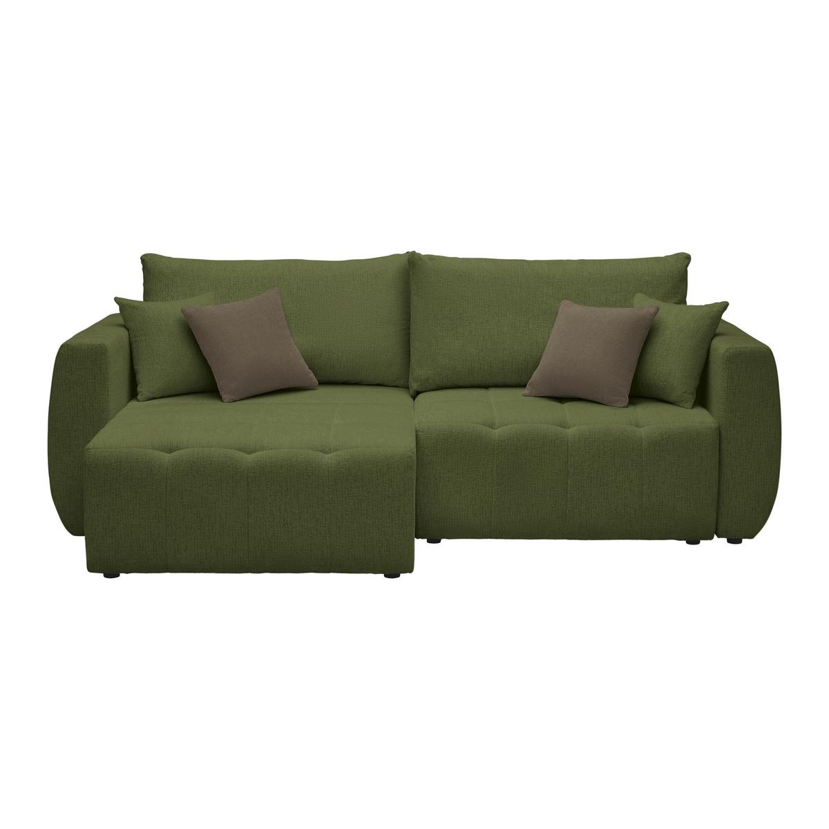 Schlafsofa Bologna Olivgrün - Schwarz/Olivgrün, Kunststoff/Textil (245/74-90/104cm) - Mömax