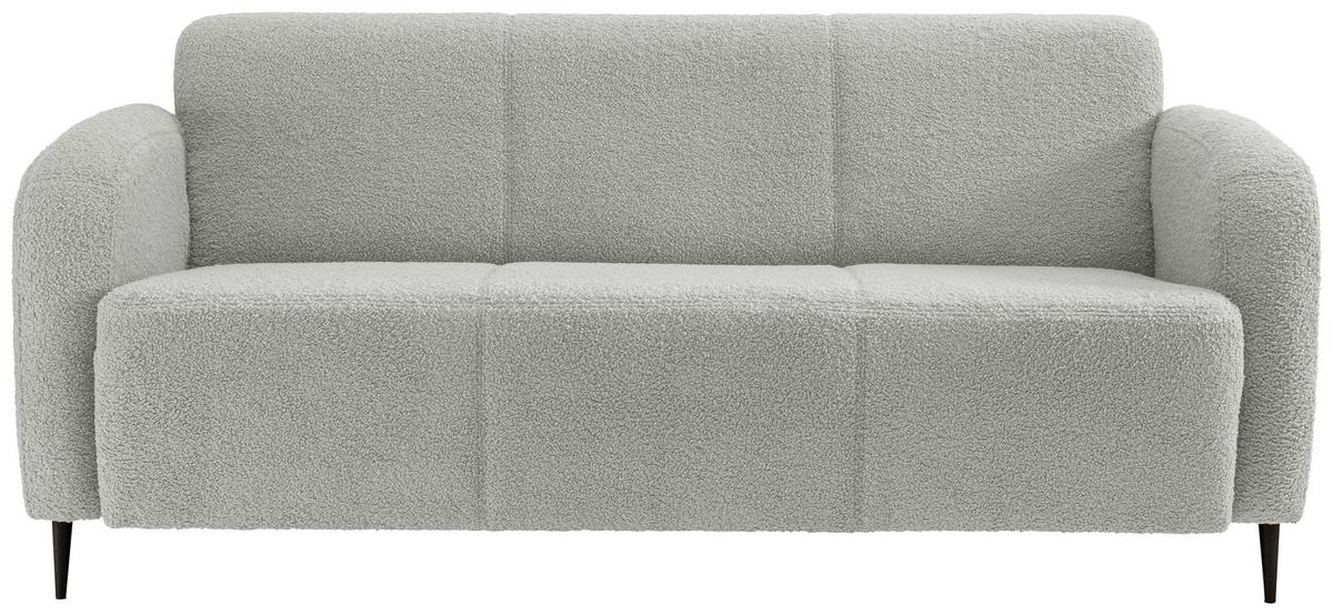 Sitzgarnitur Marone Hellgrau Teddystoff - Hellgrau/Schwarz, MODERN, Textil/Metall (180/76/90cm) - Livetastic