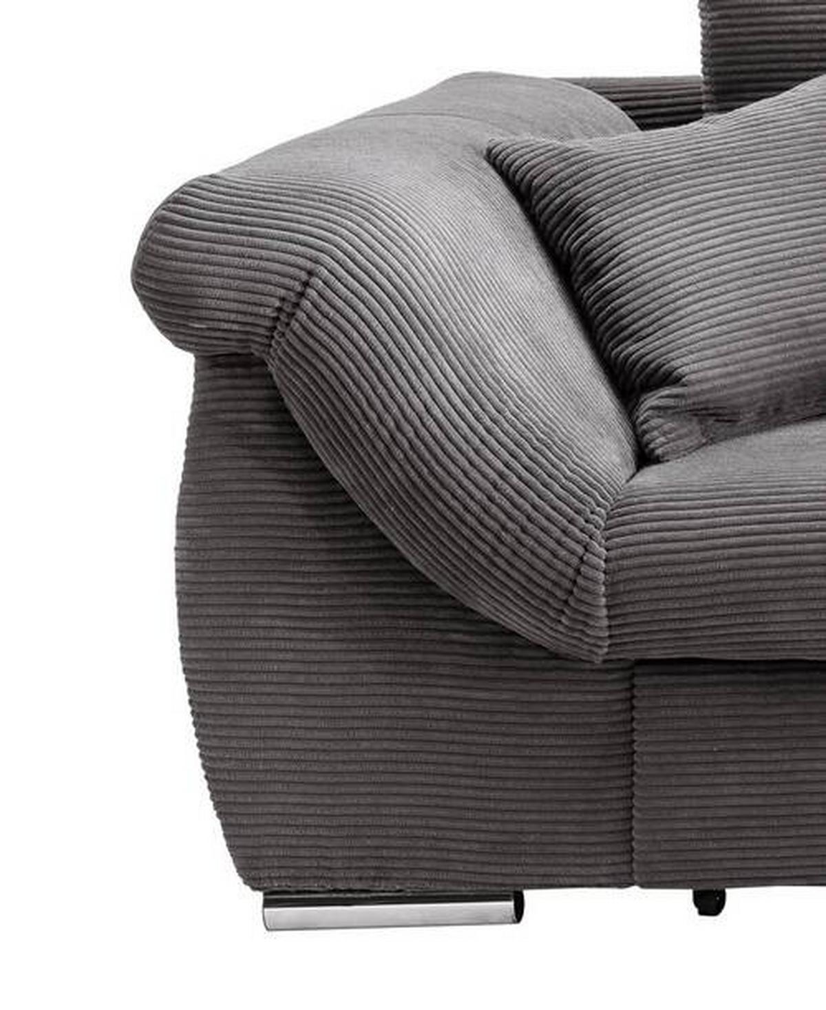 Wohnlandschaft Frederico Grau Cord - Chromfarben/Grau, MODERN, Holz/Textil (302/188cm) - MID.YOU