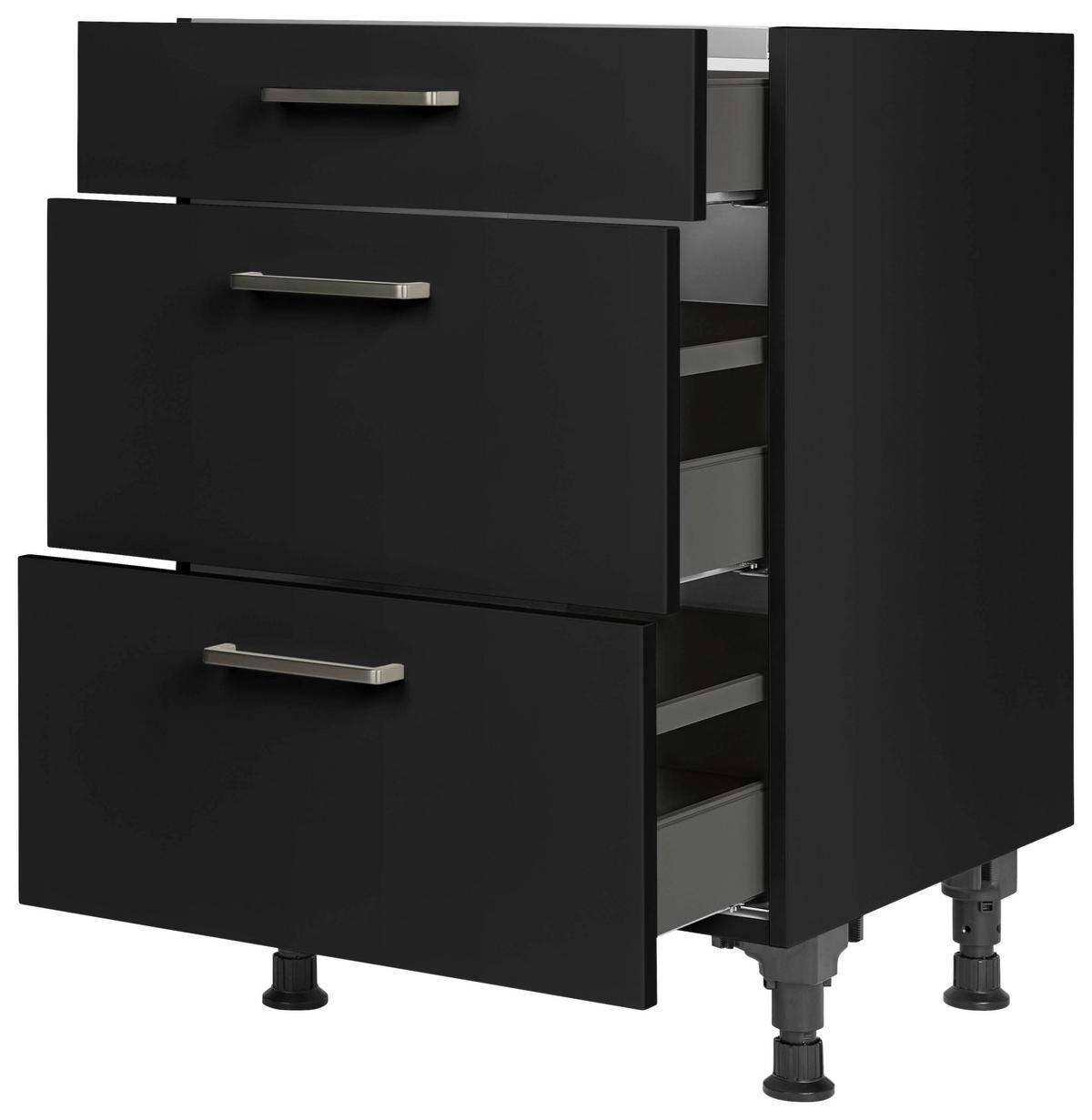 Kochfeldumbauschrank Touch Schwarz - Edelstahlfarben/Schwarz, MODERN, Holzwerkstoff/Metall (60/87/56cm) - Nobilia
