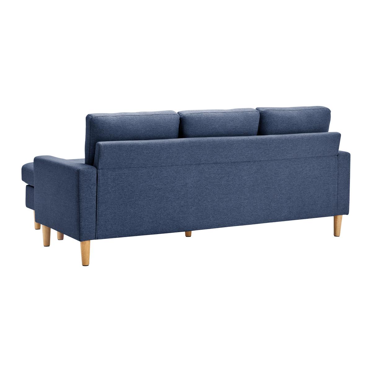 Wohnlandschaft Noemie Blau Webstoff - Blau/Naturfarben, MODERN, Holz/Textil (198/86/135cm) - Bessagi Home