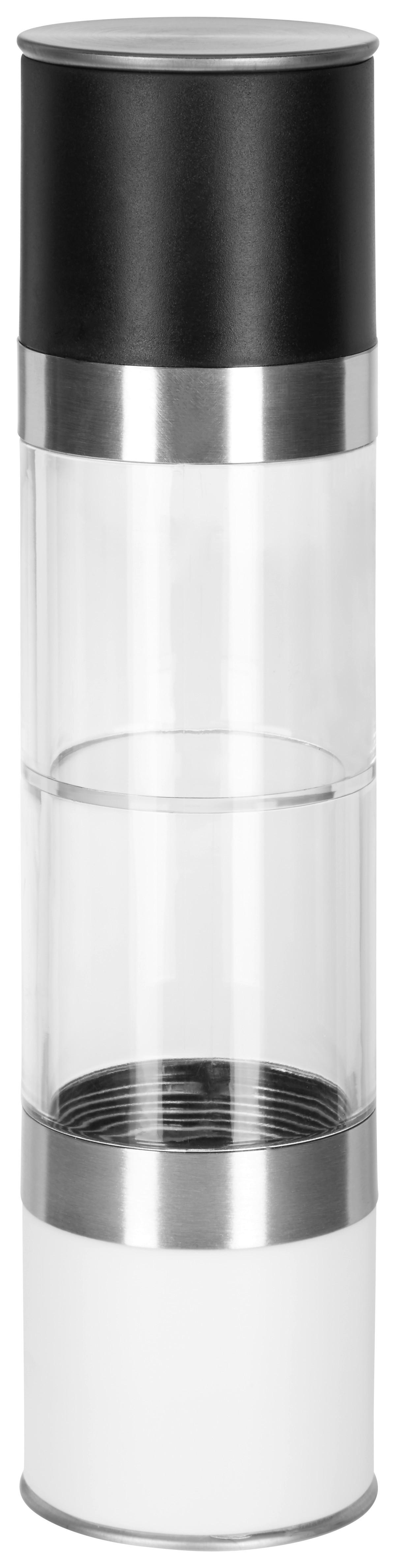 Salz- und Pfefferstreuer Pippa in Schwarz/Weiss - Weiss/Edelstahlfarben, Keramik/Kunststoff (5/22cm) - Modern Living