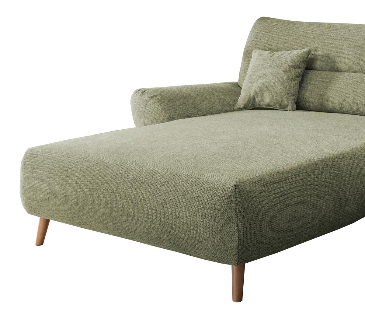 Wohnlandschaft Drago Grün Chenille - Wildeiche/Grün, MODERN, Holz/Textil (166/290cm) - MID.YOU
