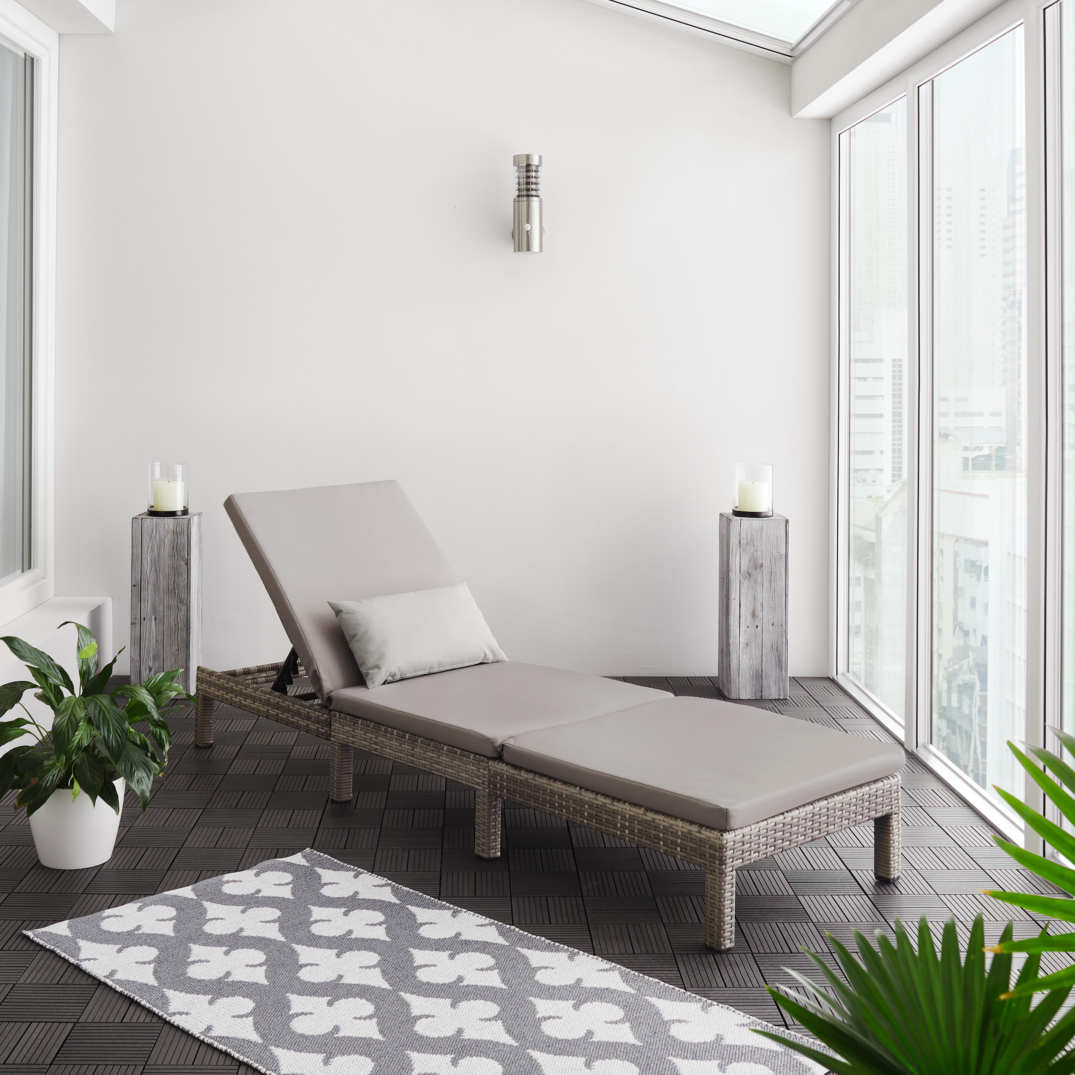 Gartenliege Sarah - Hellgrau/Grau, MODERN, Kunststoff/Textil (60/28/198cm) - Bessagi Garden