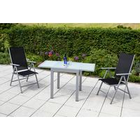 Gartentisch ausziehbar Metall/ Glas L: 65/130 cm - Silberfarben, KONVENTIONELL, Glas/Metall (65/130/65/75cm) - Gardenson