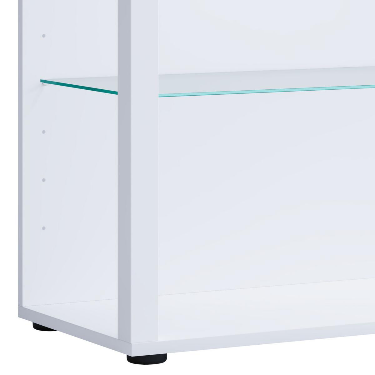 Vitrina Glasol Xl, Bela - črna/bela, Moderno, umetna masa/steklo (70/90/35cm) - MID.YOU