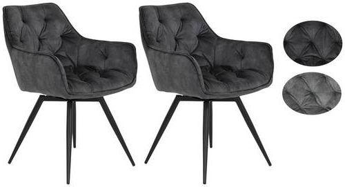 Armlehnstuhl Florentina Samt Anthrazit gepolstert 2er-Set - Anthrazit/Schwarz, MODERN, Textil/Metall (56/82/63cm) - MID.YOU