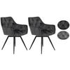 Armlehnstuhl Florentina Samt Anthrazit gepolstert 2er-Set - Anthrazit/Schwarz, MODERN, Textil/Metall (56/82/63cm) - MID.YOU
