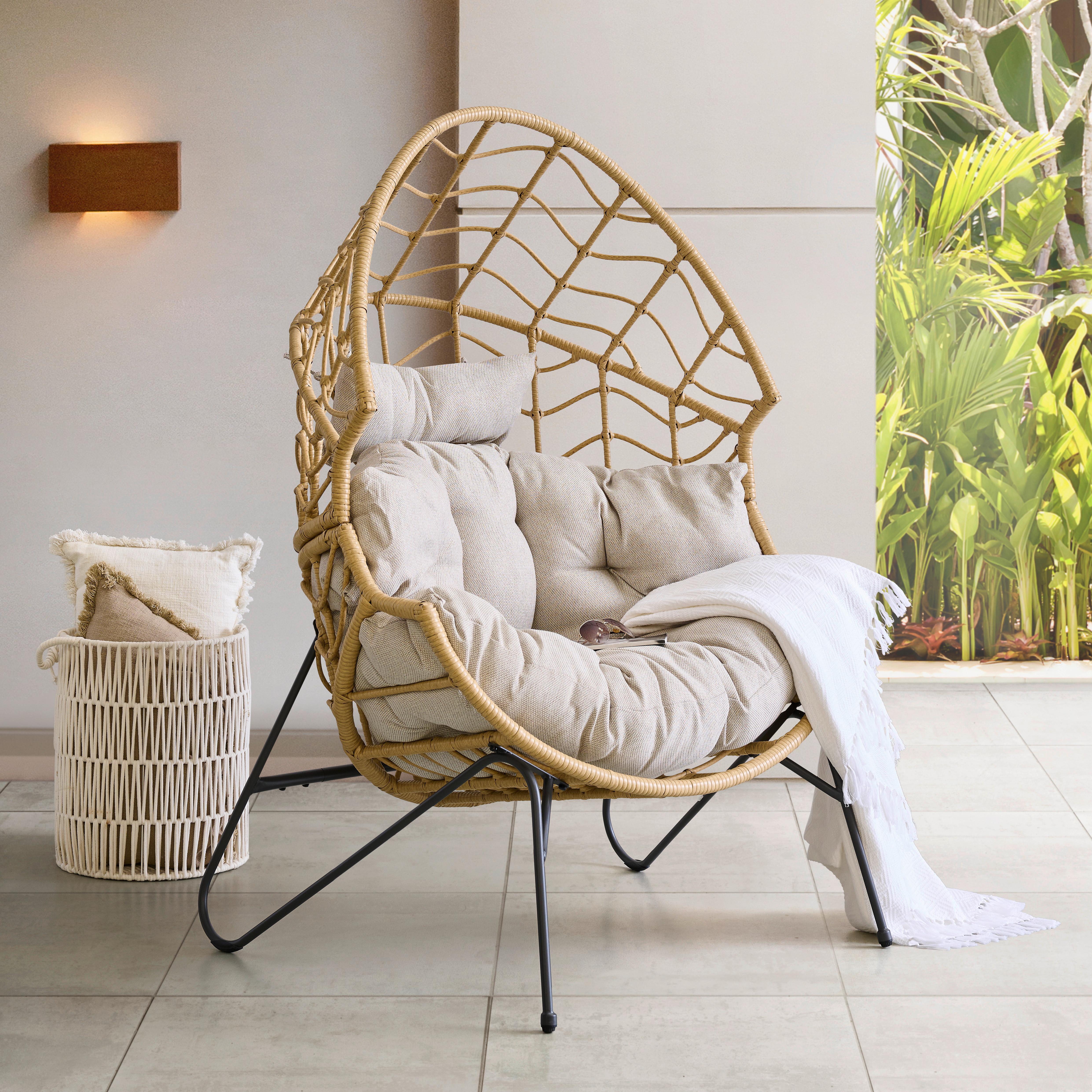 Kerti Fotel Marike - Natúr/Bézs, modern, Műanyag/Fém (98/146/95cm) - Premium Living