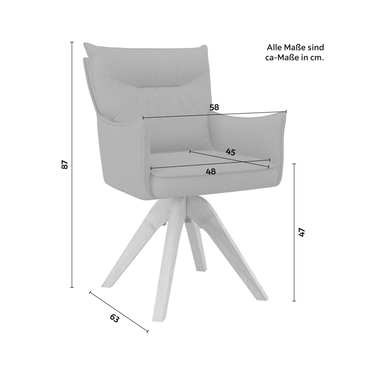 Armlehnstuhl Lorelei Grau Webstoff Drehbar Gepolstert - Naturfarben/Grau, MODERN, Holz/Textil (58/87/63cm) - Bessagi Home