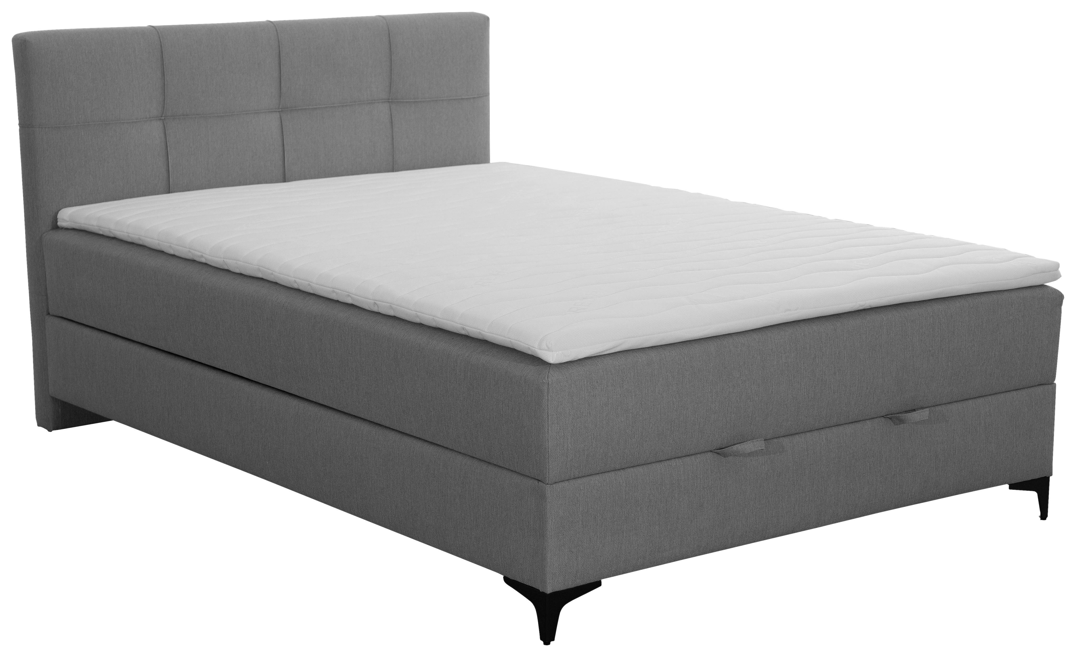 Oblazinjena Postelja Freddie, Siva, 140x200 - siva/črna, Moderno, kovina/tekstil (140/200cm) - Mömax