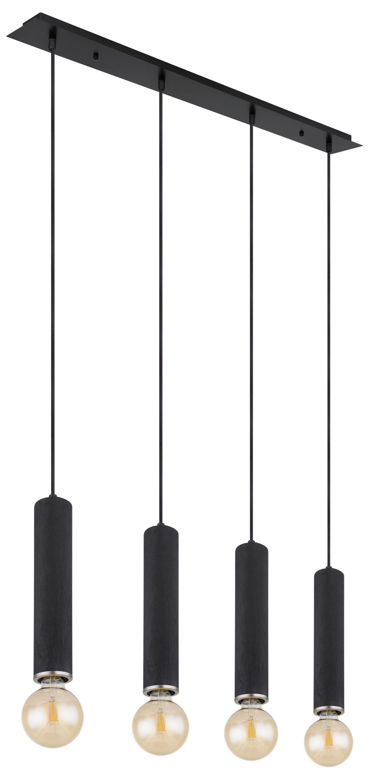 Viseča Svetilka 15499-4h - črna/barve niklja, Basics, kovina/tekstil (93/10/120cm) - Globo