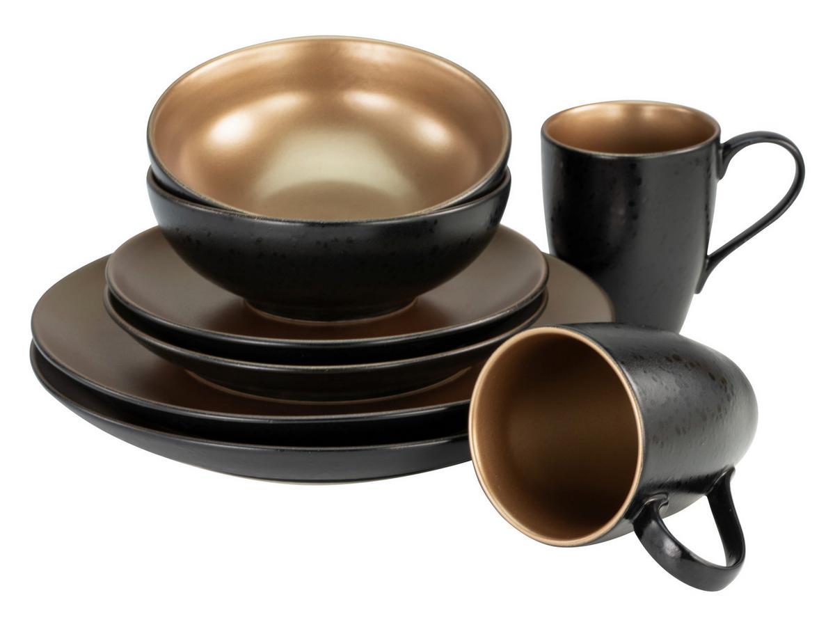 Kombinirani Servis Glamour Gold, 8-Delni - zlate barve/črna, keramika - Creatable