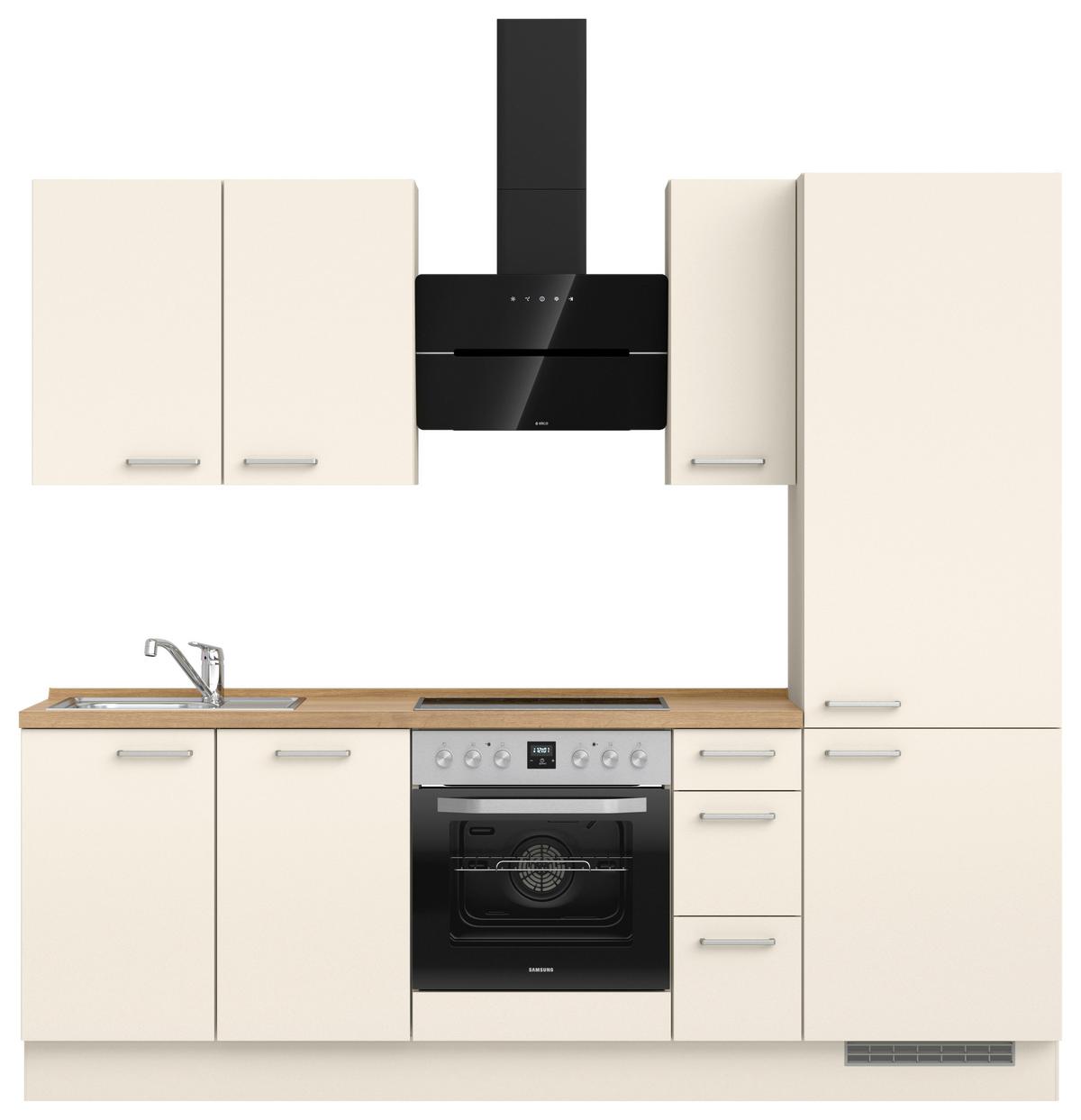 Küchenblock Touch High m. Geräten Magnolie - Edelstahlfarben/Eichefarben, MODERN, Holzwerkstoff/Metall (240cm) - Nobilia