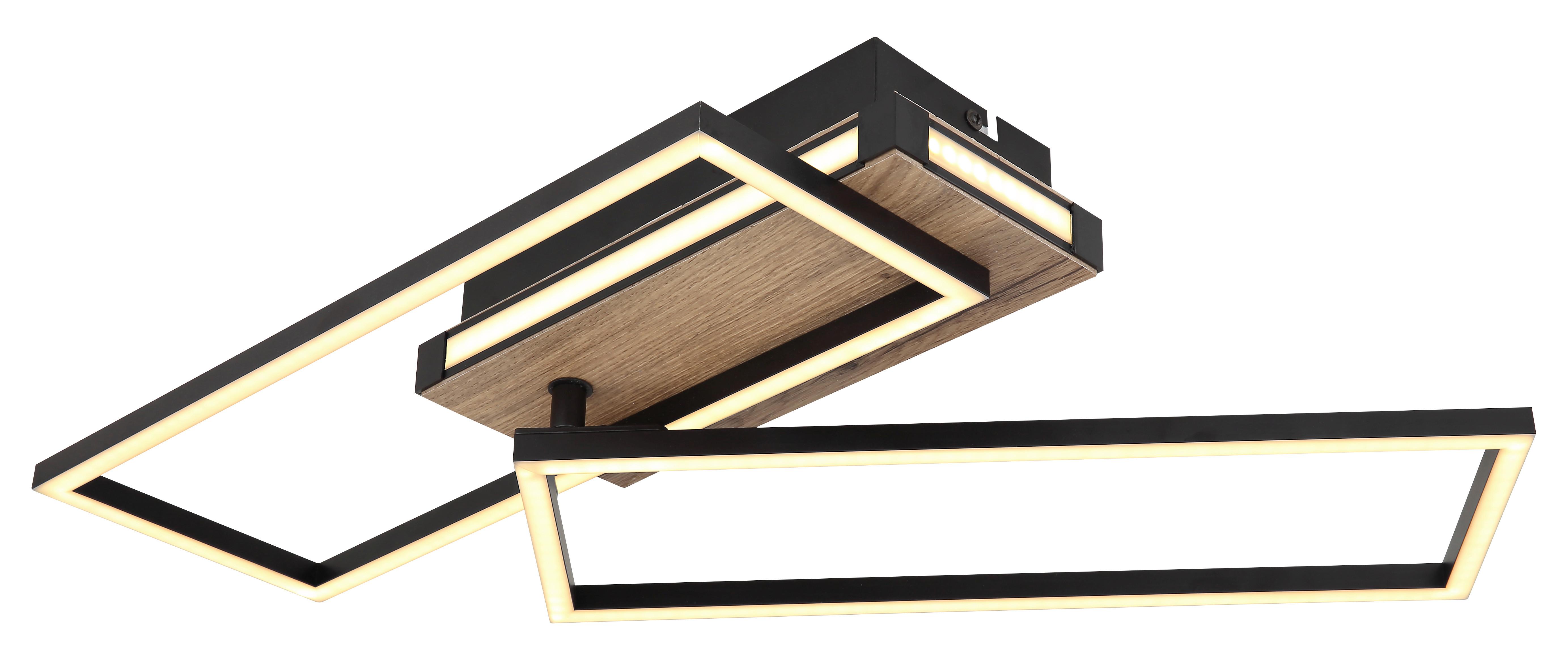 LED-Deckenleuchte Colli Opal/Schwarz/Braun max. 34Watt - Dunkelbraun/Opal, Design, Holzwerkstoff/Kunststoff (60/49/10cm) - Globo