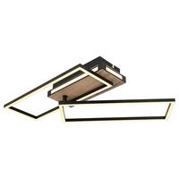 LED-Deckenleuchte Colli Opal/Schwarz/Braun max. 34Watt - Dunkelbraun/Opal, Design, Holzwerkstoff/Kunststoff (60/49/10cm) - Globo