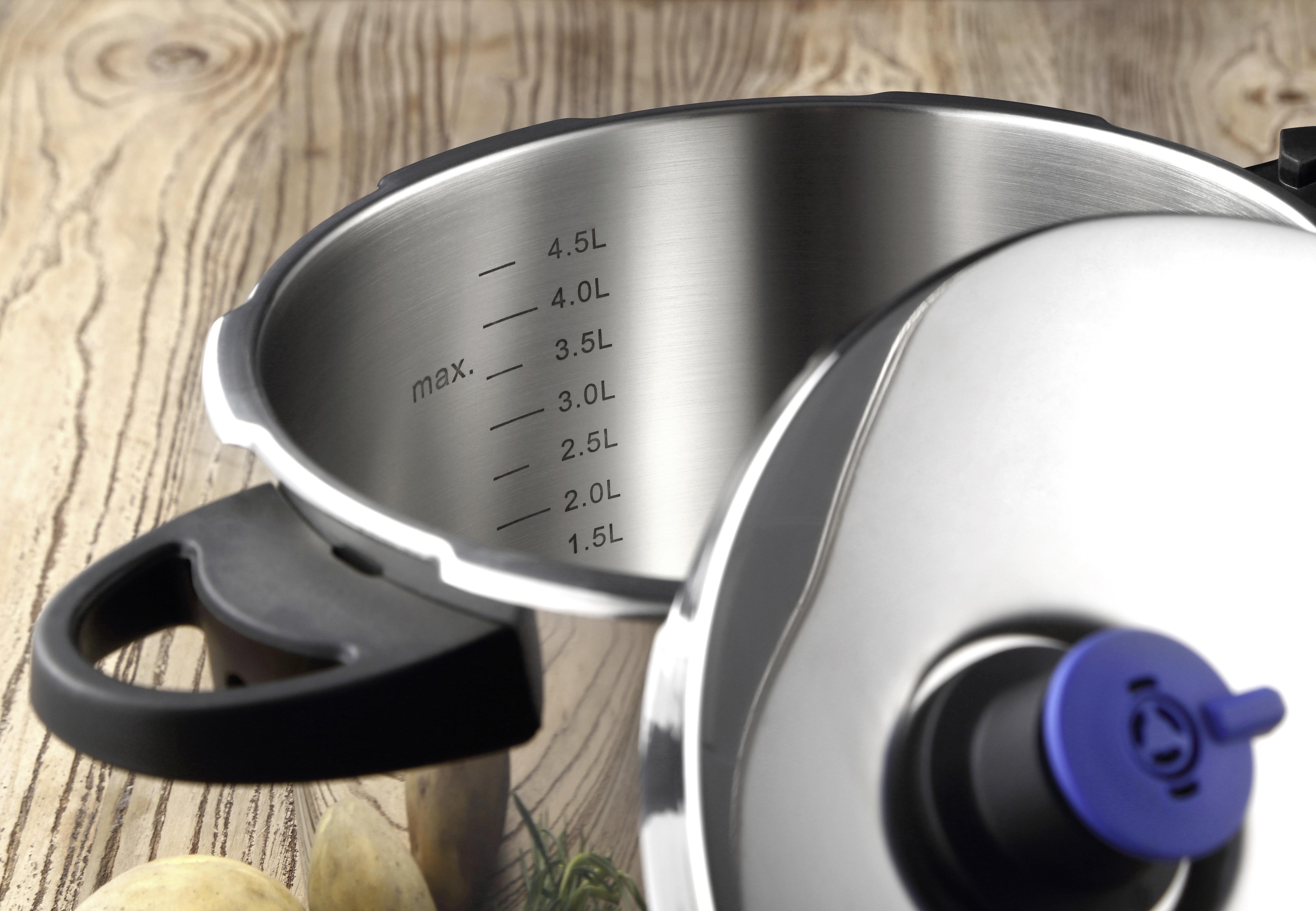 Schnellkochtopfset Creta ca. 4l und 5,5l - Edelstahlfarben/Schwarz, MODERN, Kunststoff/Metall