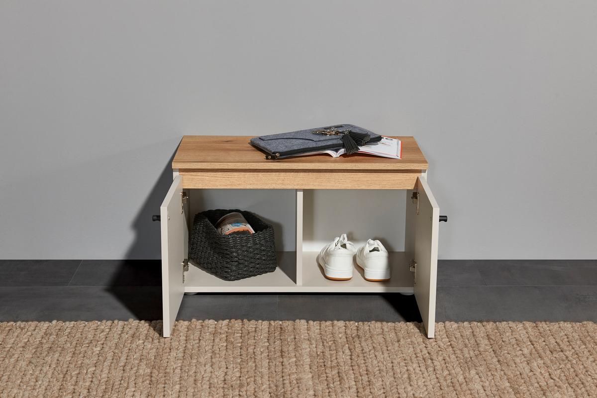 Garderobna Klop Lime, Kašmir, Barva Hrasta - črna/kašmir, Trend, umetna masa/leseni material (70/45/38cm) - Livetastic