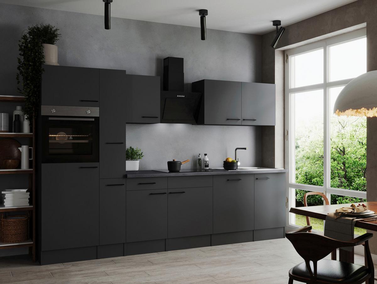 Kuhinjski Blok Z Aparati Oliver, 310cm - temno siva/črna, Design, kovina/leseni material (310cm) - Respekta