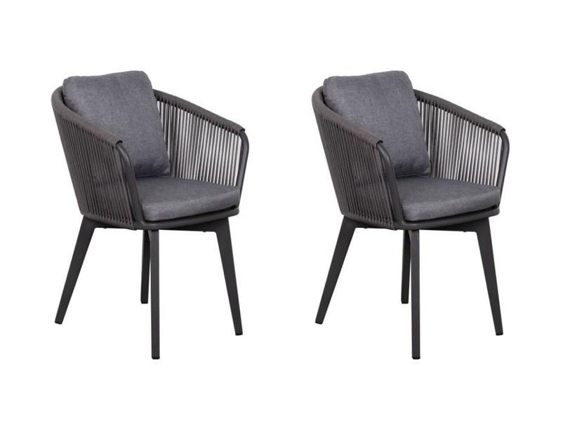 Gartensessel-Set Brescia 2er-Set Grau - Grau, Basics, Kunststoff/Textil (58/78/63cm) - Gardenson