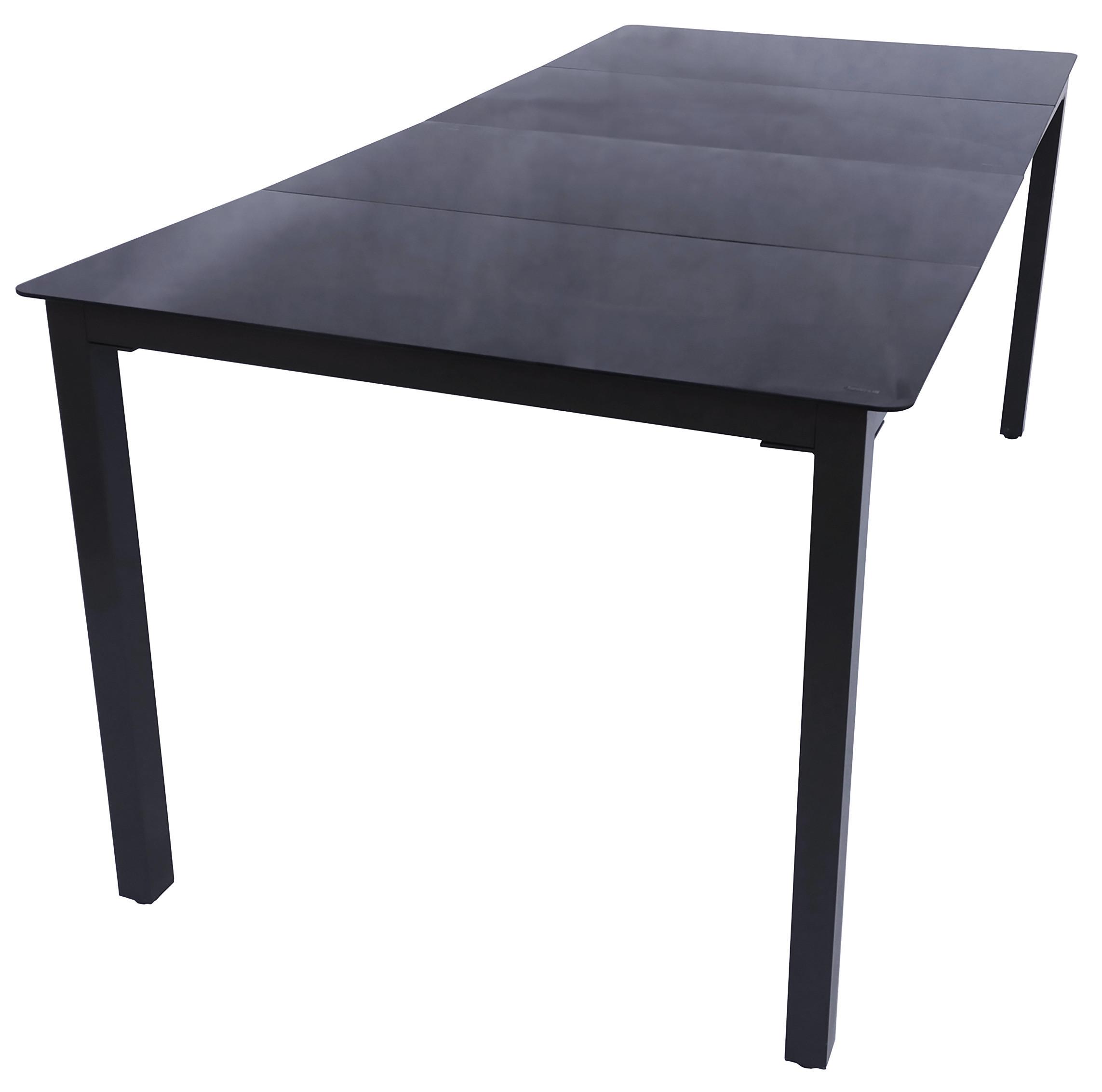 Vrtna Miza Rina, 190x80cm - črna, Basics, kovina/steklo (190/80/73cm) - Gardenson