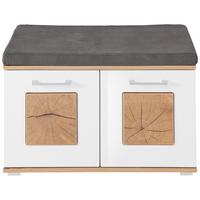 Garderobenbank in Eiche/Weiss Hochglanz - Weiss Hochglanz/Chromfarben, Modern, Holzwerkstoff/Kunststoff (84/53/38cm) - Mömax