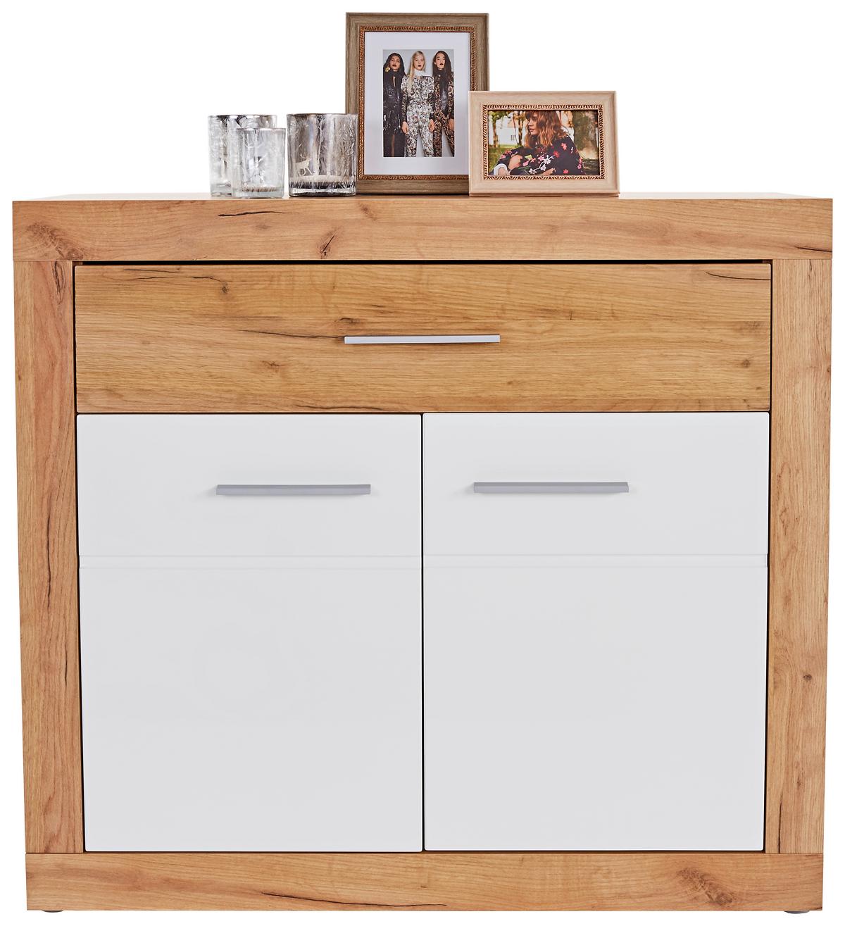 Comodă Malta - alb/culoare lemn stejar, Modern, material pe bază de lemn (96,4/86/39,9cm) - Modern Living