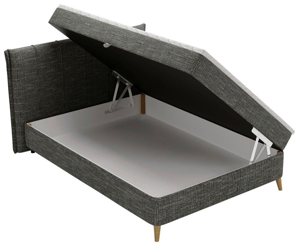 Boxbett Veloria Anthrazit ca. 140x200cm - Anthrazit/Beige, KONVENTIONELL, Textil/Metall (140/200cm) - Based