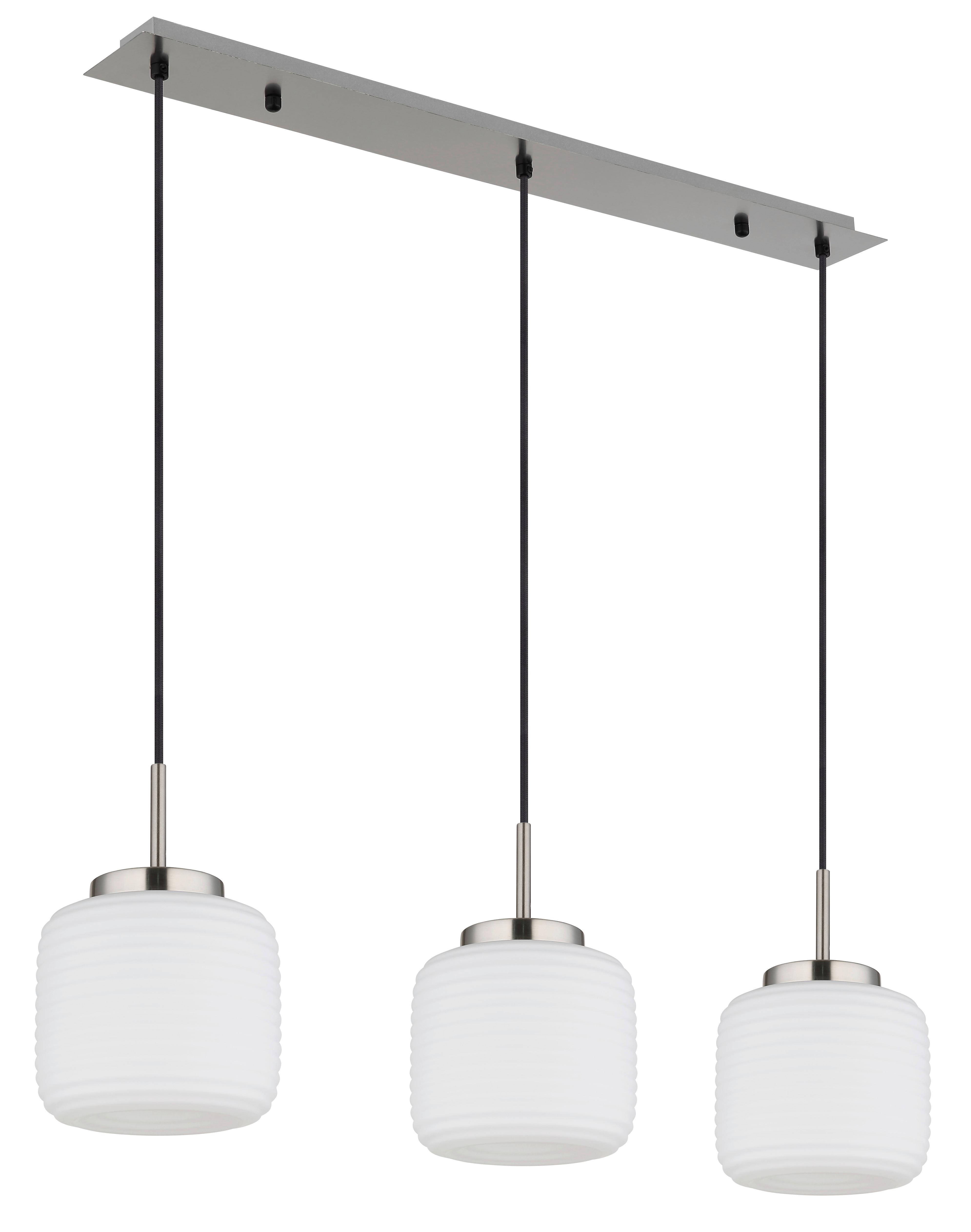 HÄNGELEUCHTE 15772-3H KLADORA - Weiss/Schwarz, Konventionell, Glas/Textil (24/130cm) - Globo