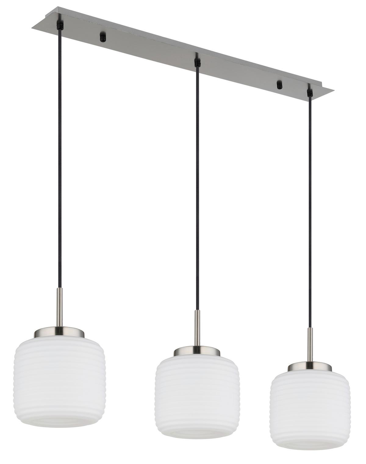 HÄNGELEUCHTE 15772-3H KLADORA - Weiss/Schwarz, Konventionell, Glas/Textil (24/130cm) - Globo