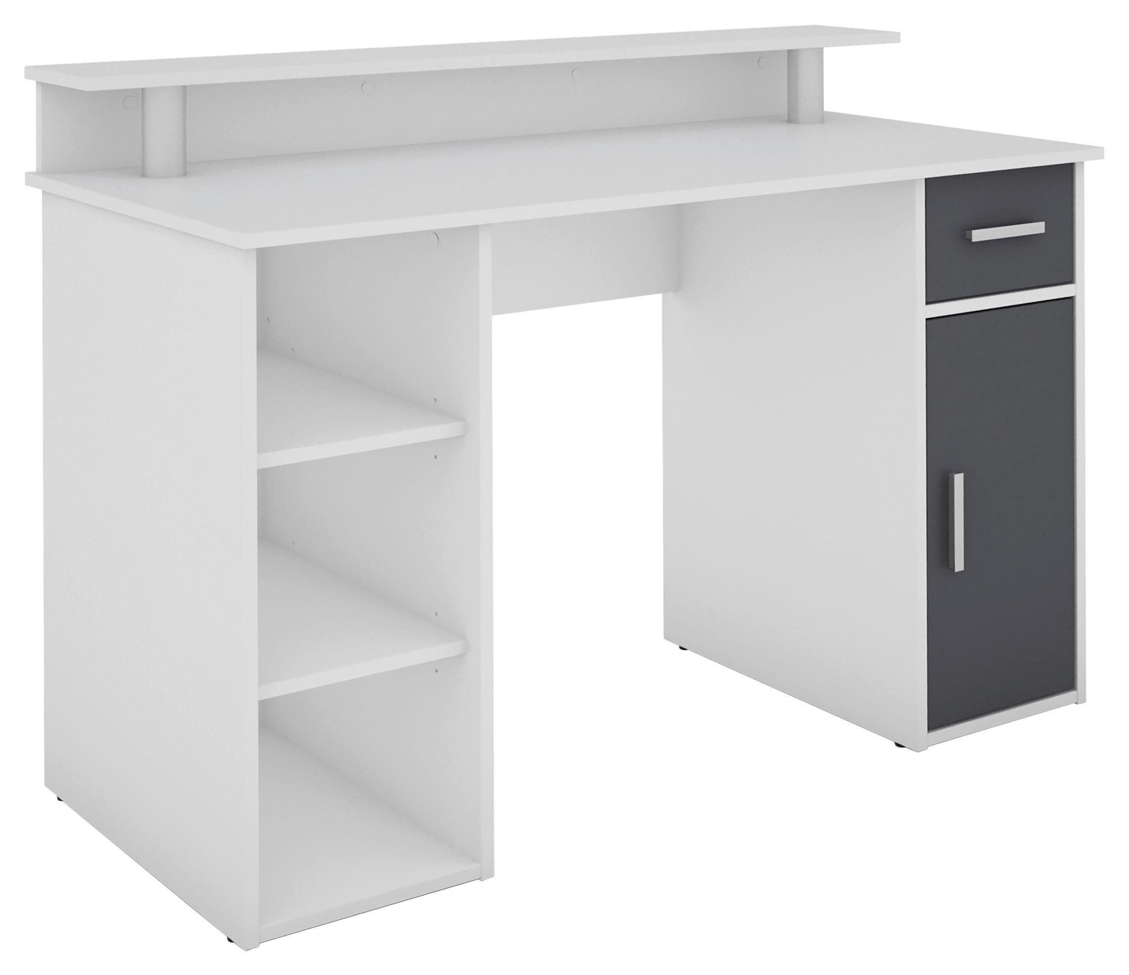 Schreibtisch Diego Anthrazit/Weiß - Anthrazit/Silberfarben, LIFESTYLE, Holzwerkstoff/Kunststoff (120/55/88cm) - MID.YOU