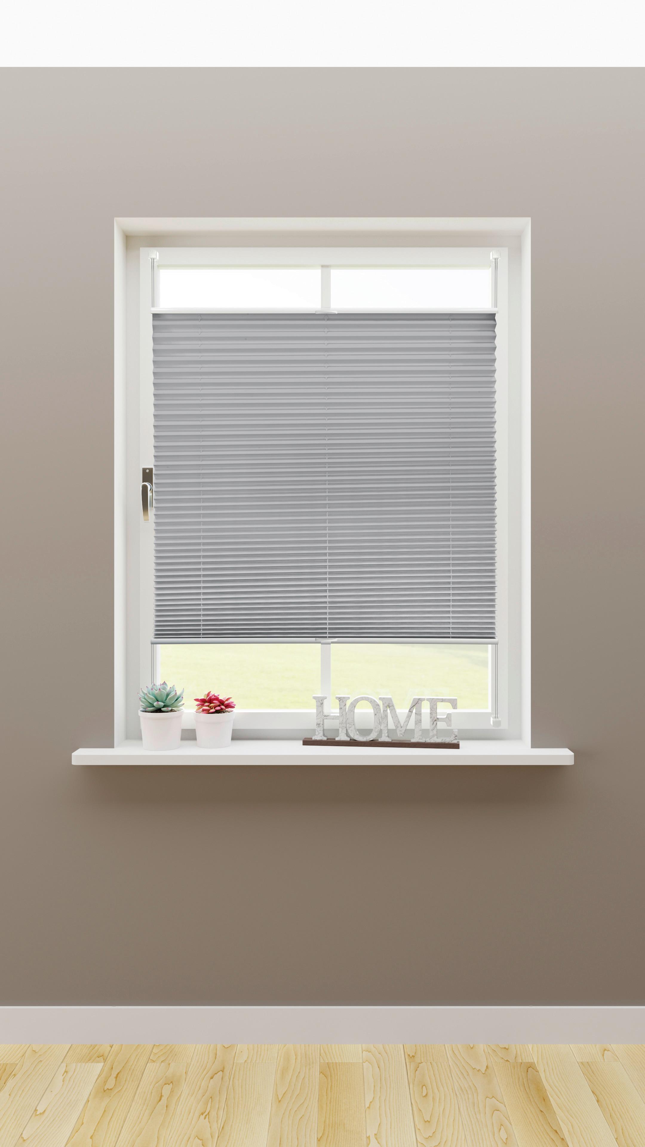 Plissee Solid Crash Silber ca. 50x130cm - Grau, Basics, Textil (50/130cm)