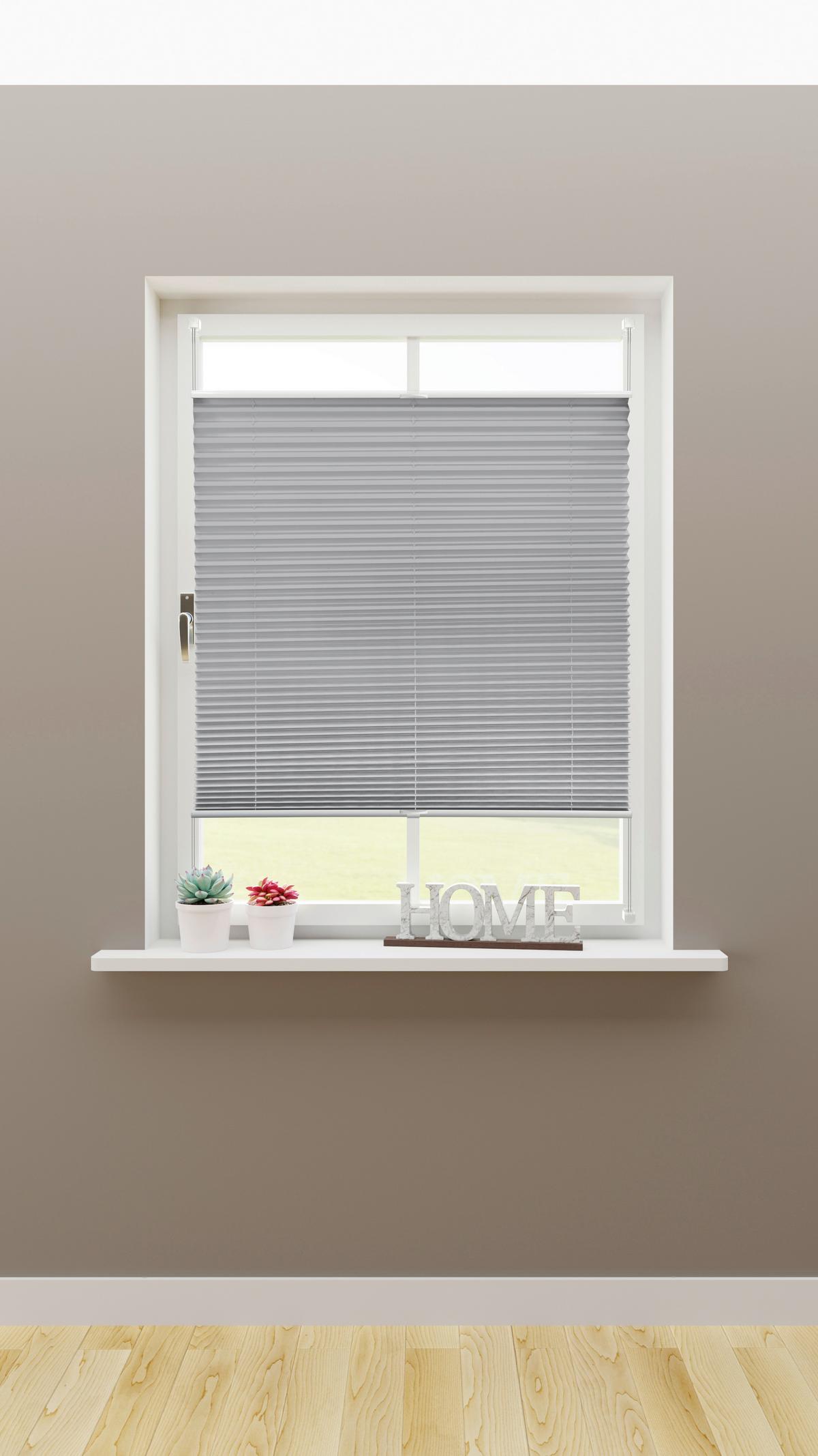 Plissee Solid Crash Silber ca. 60x130cm - Grau, Basics, Textil (60/130cm)