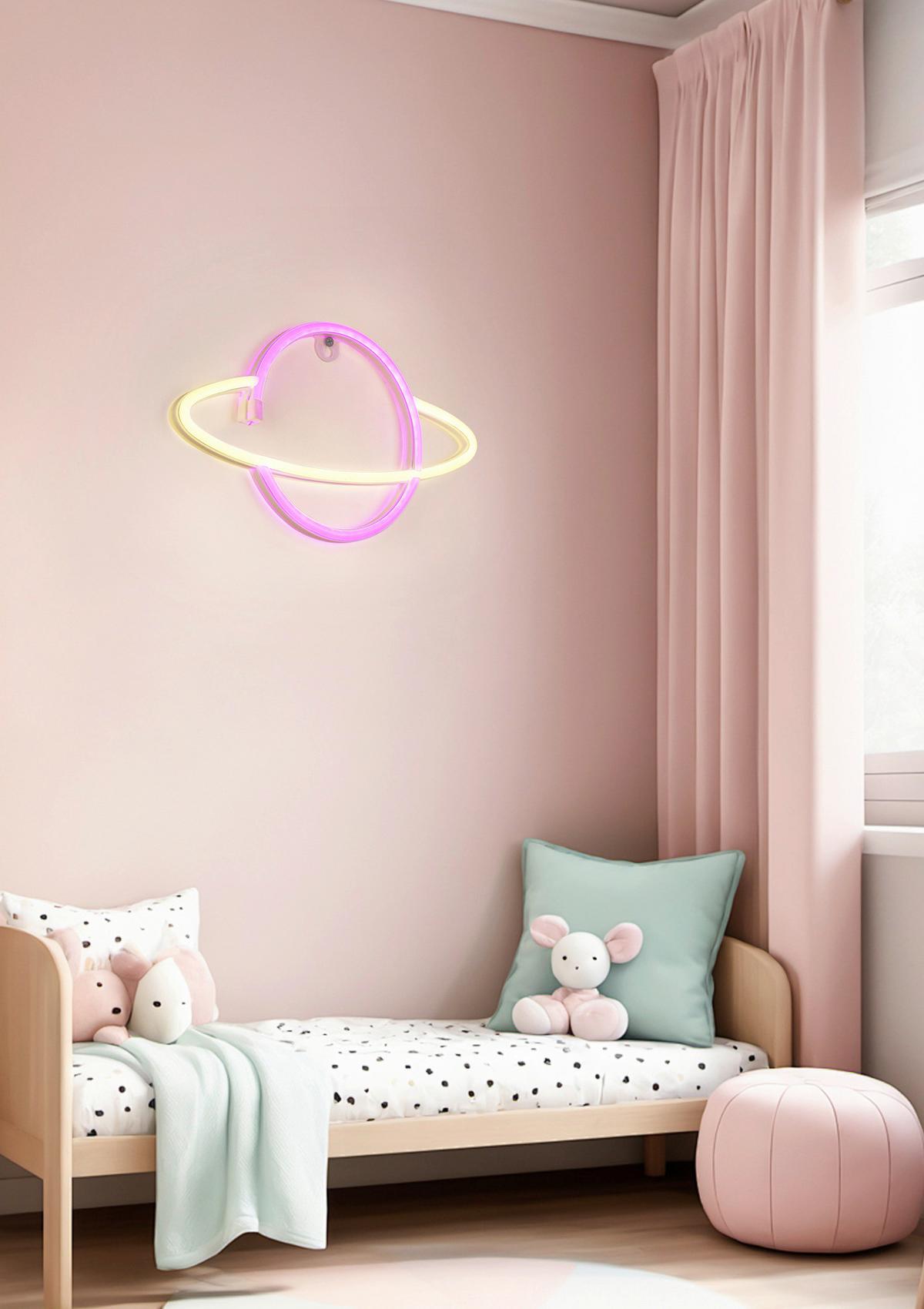 Led Dekorativna Svjetiljka Planeti - bijela/ružičasta, Konvencionalno, plastika (29,3/17,5/1,7cm) - Mömax