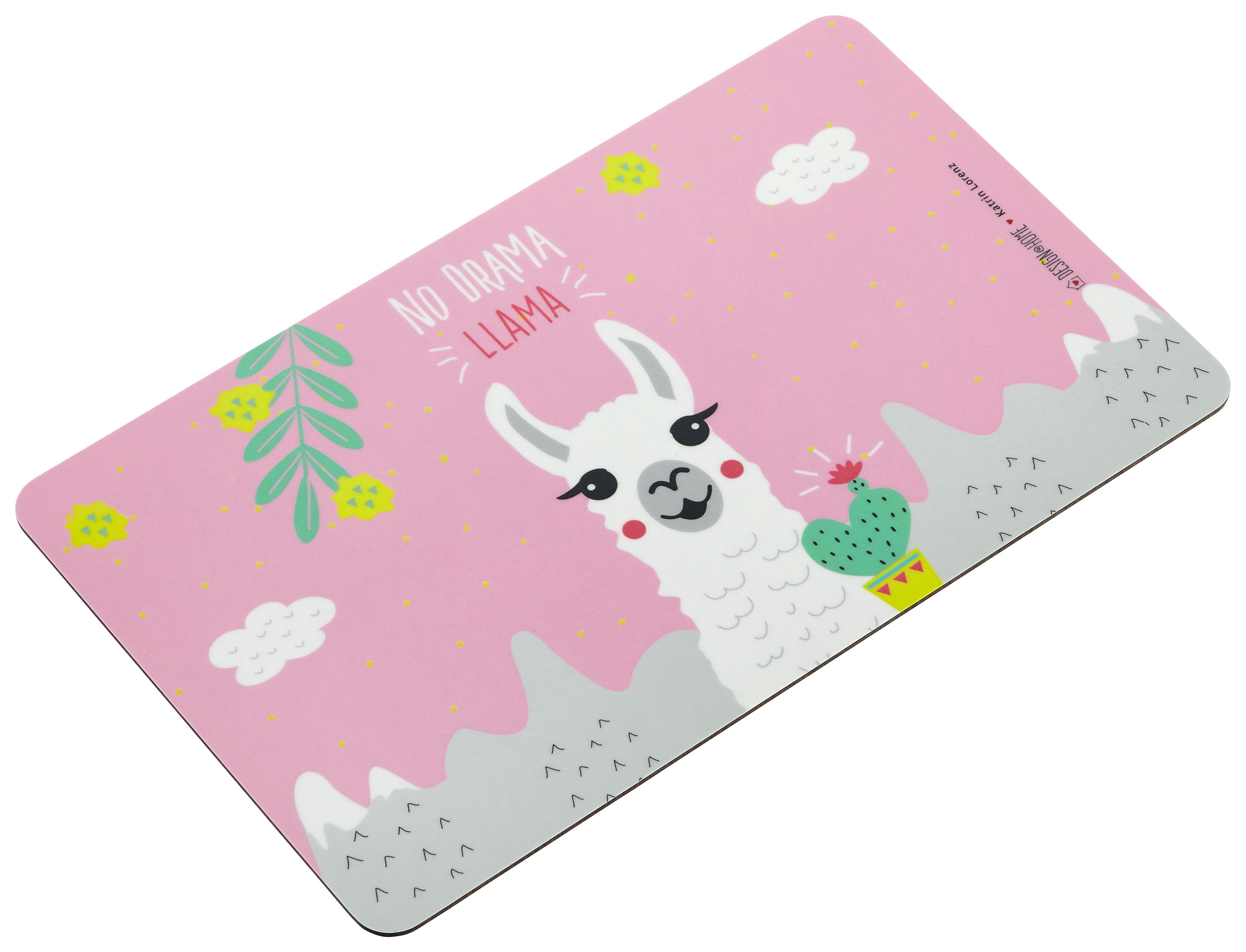 Schneidebrett No Drama Lama in Rosa - Pink/Multicolor, KONVENTIONELL, Kunststoff (23,5/14,3/1,5cm)