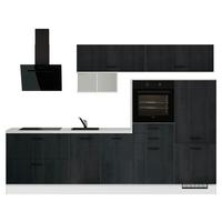 Küchenblock IBZ ohne Geräte ca.300cm Schwarz/Weiß - Eiche dunkel/Schwarz, Design, Holzwerkstoff/Metall (300cm) - Impuls