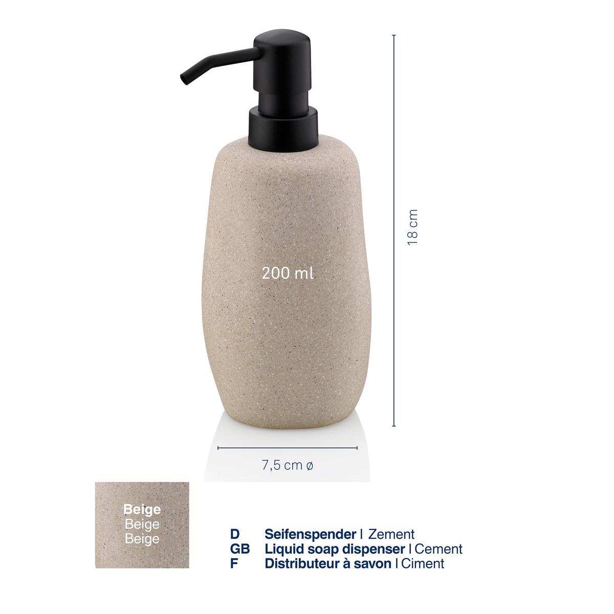 DOZOWNIK NA MYDŁO 23680 - beżowy, Basics, kamień (7,5/7,5/18cm) - Kela