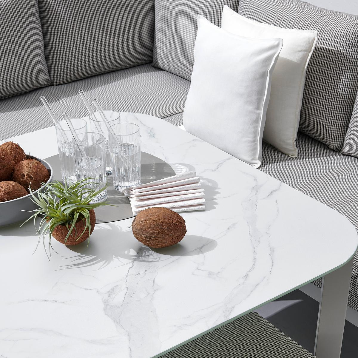 Loungegarnitur Levin in Grau/Weiss - Weiss/Grau, Modern, Glas/Textil (131/199cm) - Mömax