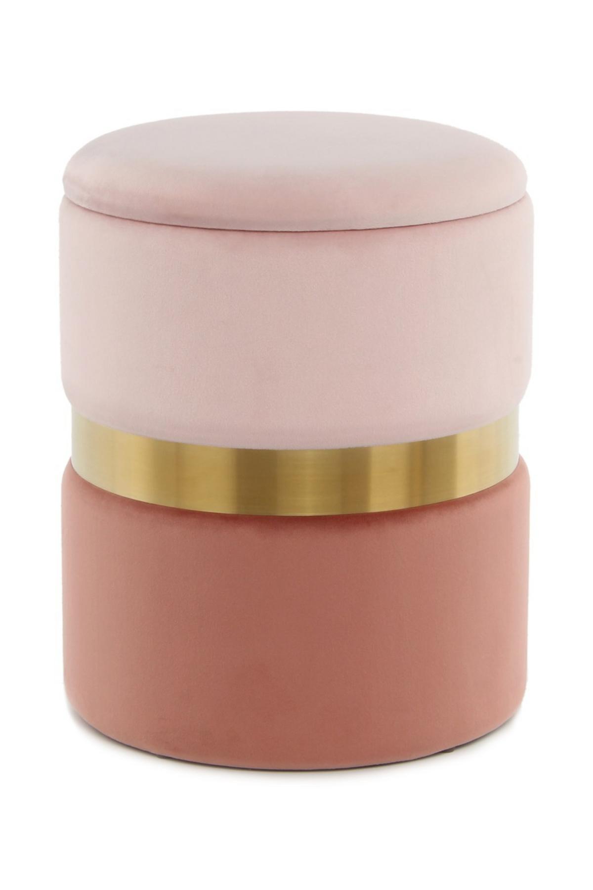 HOCKERSET ZORA 100 - Goldfarben/Altrosa, Design, Kunststoff/Textil (31,5X36/38X44cm) - Kayoom