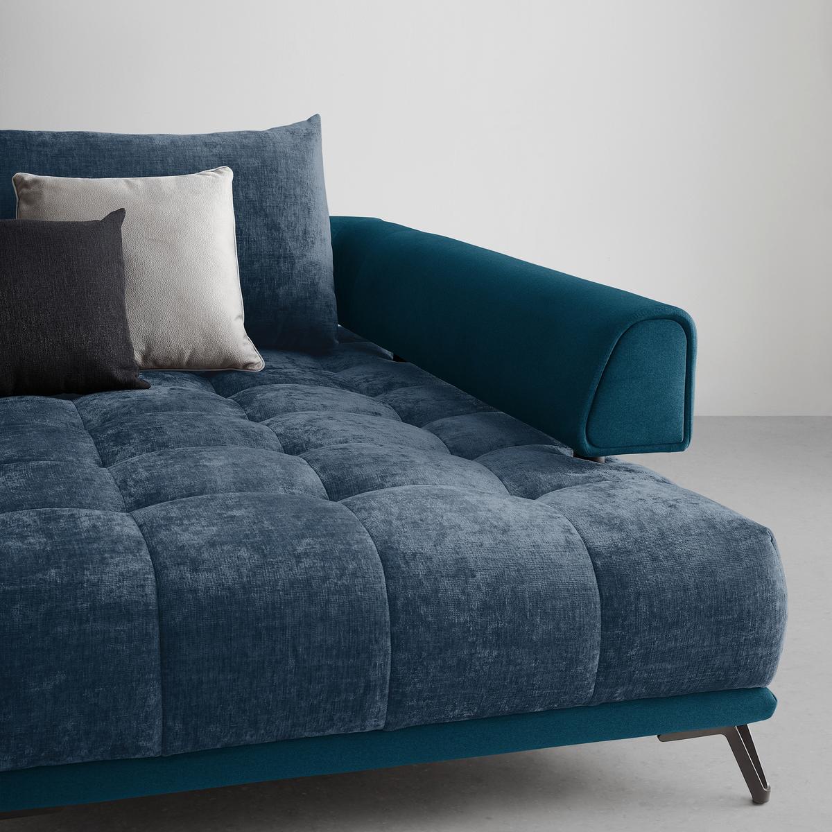 Ecksofa Morgan Royalblau - Royalblau/Schwarz, MODERN, Textil/Metall (262/67-87/184cm) - Mömax