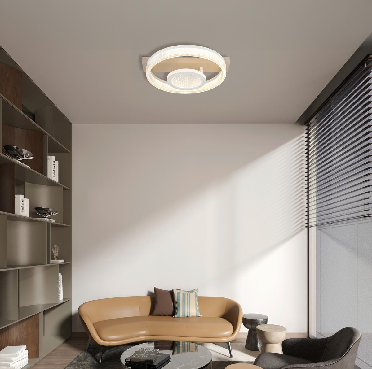 Led Stropna Svjetiljka Zara - bijela/boje pijeska, Design, metal/plastika (36/33/10cm) - Globo